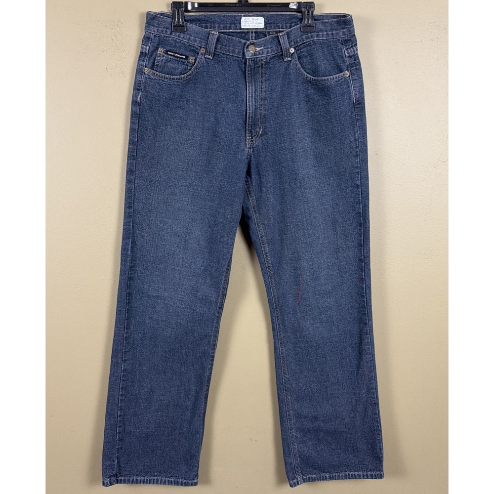 Vintage 90s Y2K DKNY Med Wash City Performance Denim Jean 34x32 Wide Leg Relaxed
